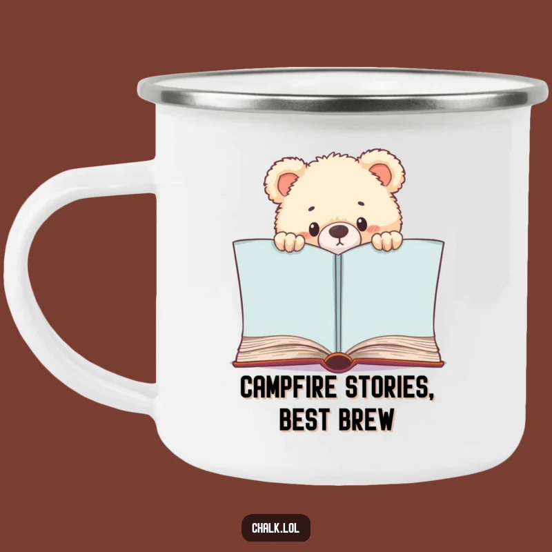 Funny Bear Cub Bookworm Camping Mug: Outdoor Reader Drinkware, Perfect Funny Gift for Campers