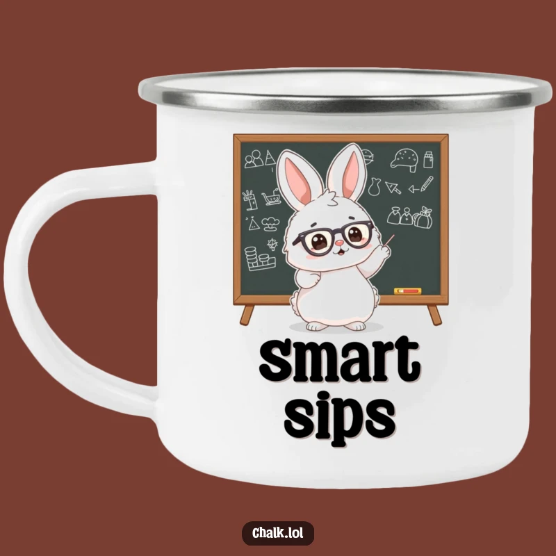 Funny Bunny Scholar Camping Mug: Rugged Learning Adventure Cup