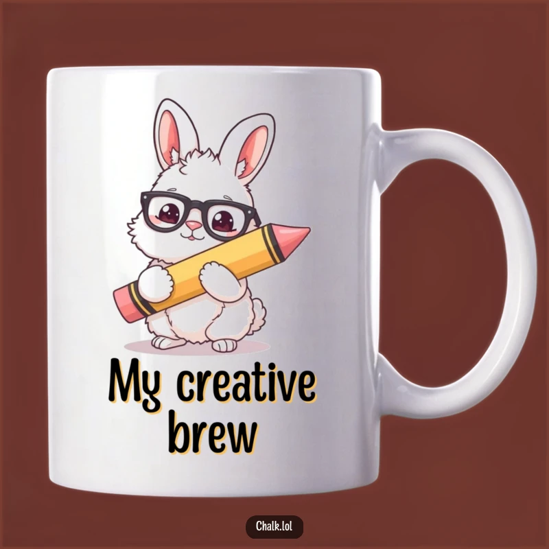 Funny Bunny Artist Mug - Glasses-Wearing Rabbit with Giant Crayon, Perfect Funny Gift