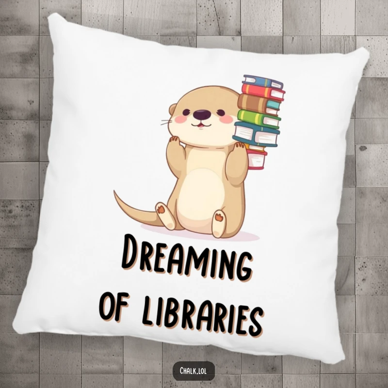 Funny Otter Pillow: A soft cushion featuring a playful otter balancing a stack of books on its nose.