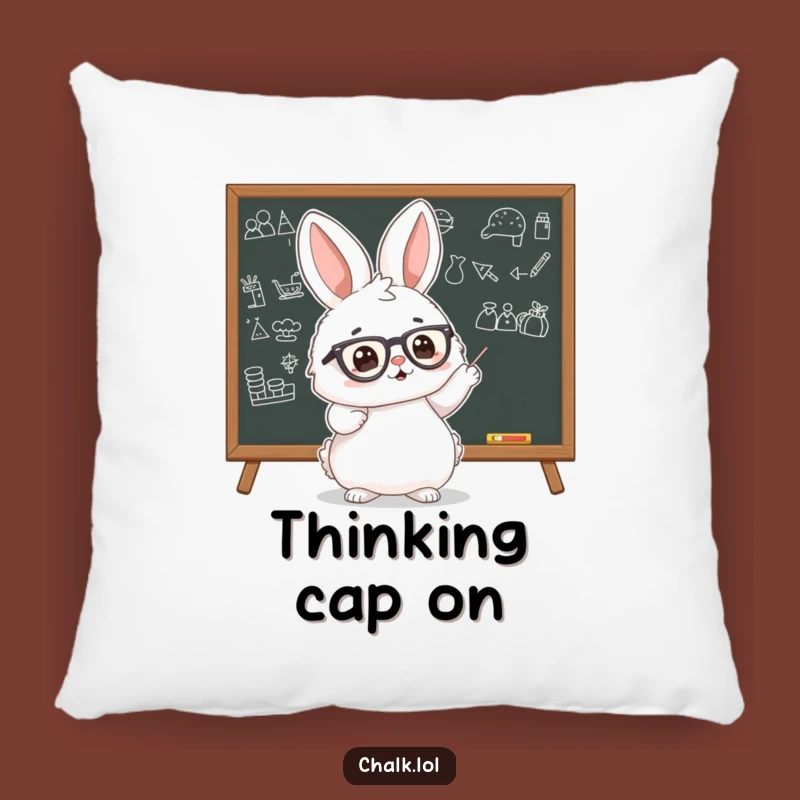 Funny Bunny Scholar Pillow: Cozy Enthusiastic Accent Cushion