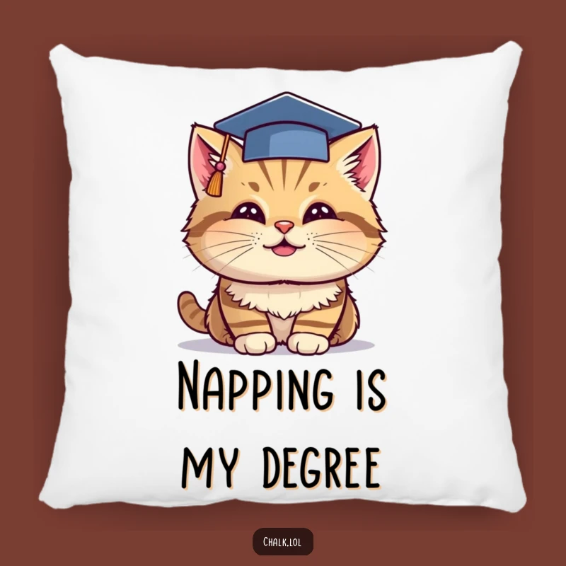 Funny Grad Cat Pillow - Cheerful Kitty Graduation Cushion, Ideal Funny Graduation Gift