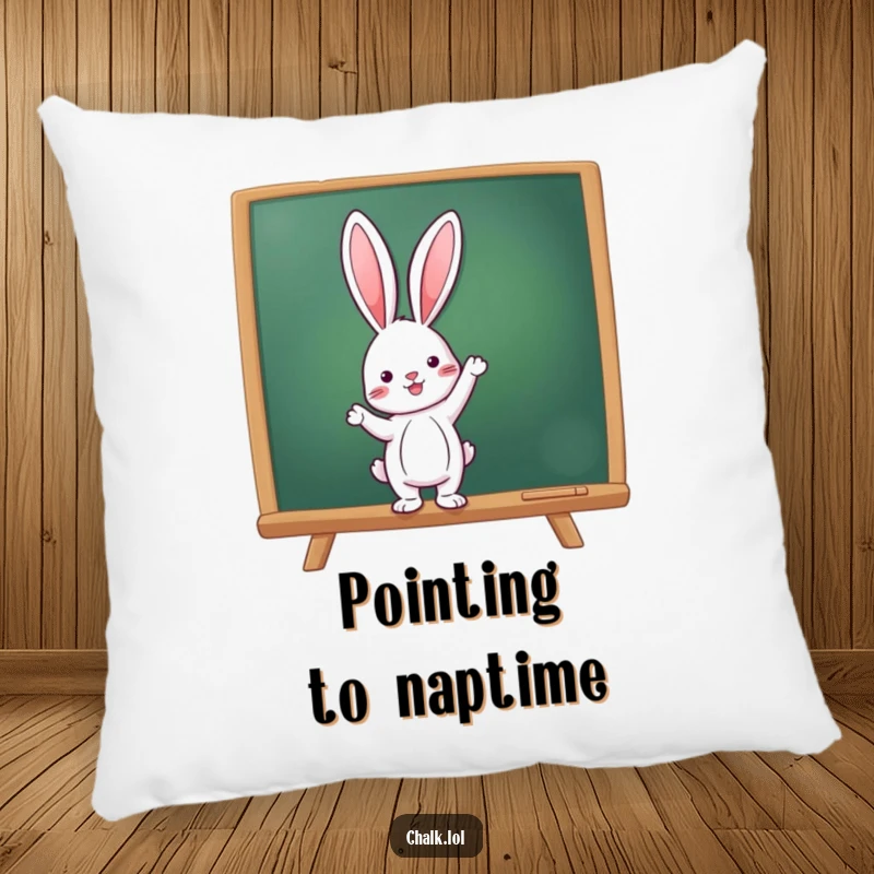 Funny Rabbit Teacher Pillow, a rabbit points at a chalkboard, perfect for desks and beds, a funny and comfortable gift.