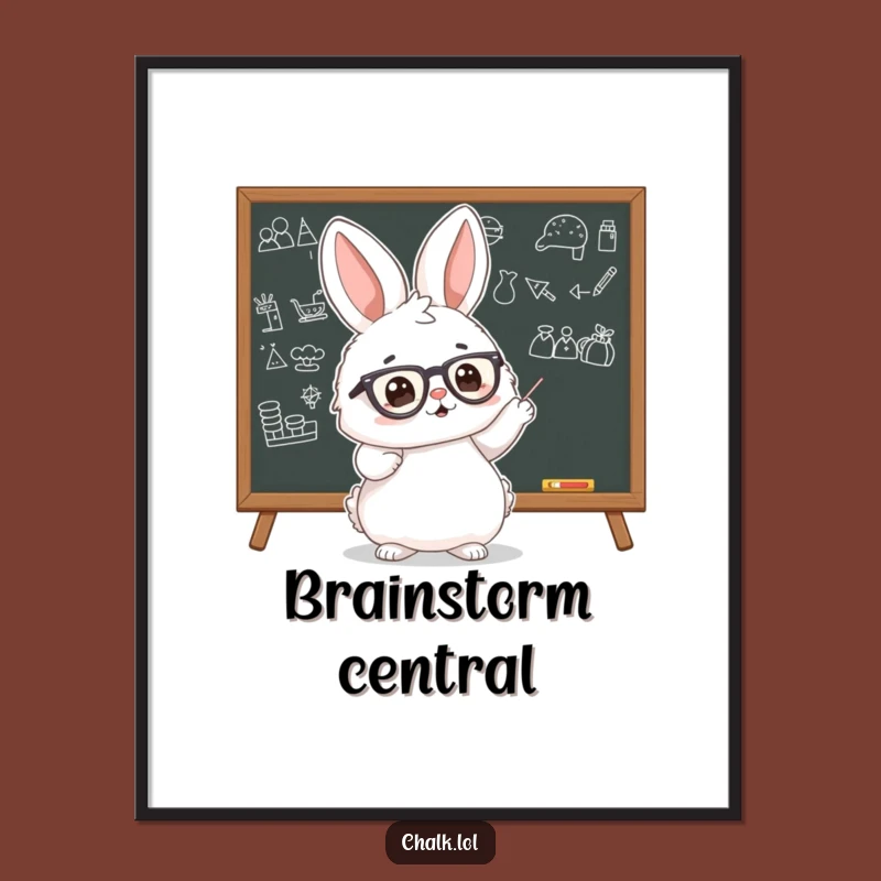 Funny Bunny Scholar Digital Print: Enthusiastic Learning Art