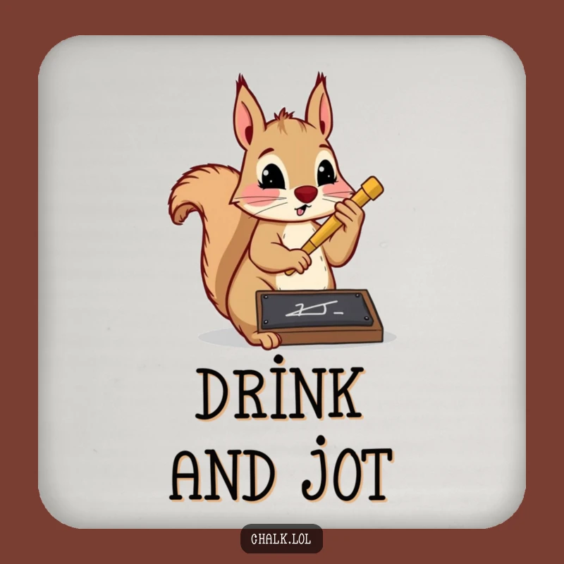 Funny Squirrel Writer Coaster: Protect Surfaces with Studious Flair, Perfect Funny Gift