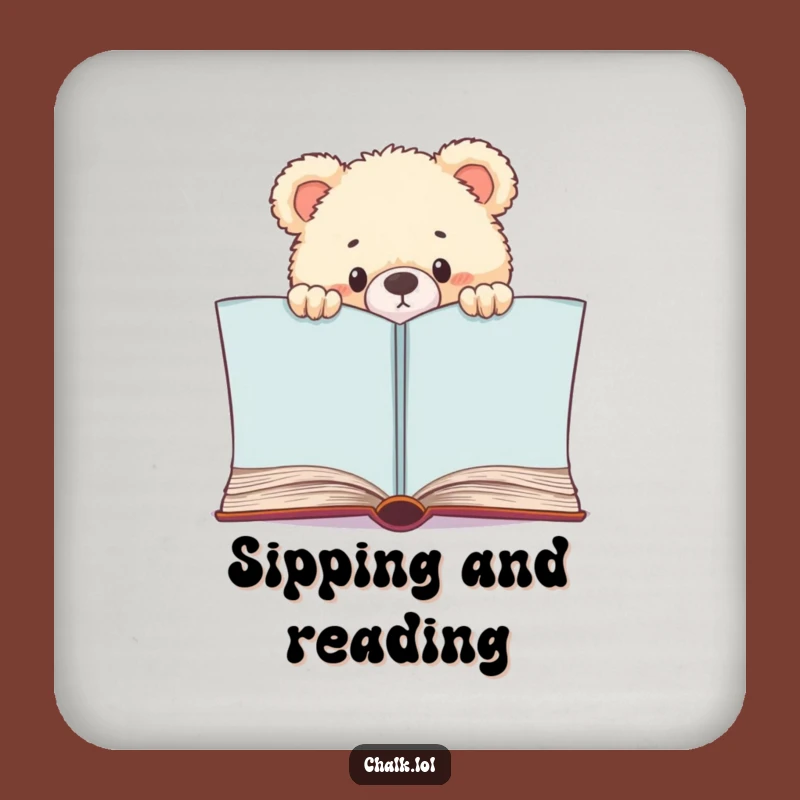 Funny Bear Cub Bookworm Coaster Set: Protect Surfaces, Perfect Funny Gift for Homes
