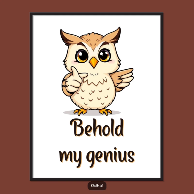 Funny Joyful Owl Art Poster - Proud Artist Critter Wall Art, Great Funny Teacher Gift Decor
