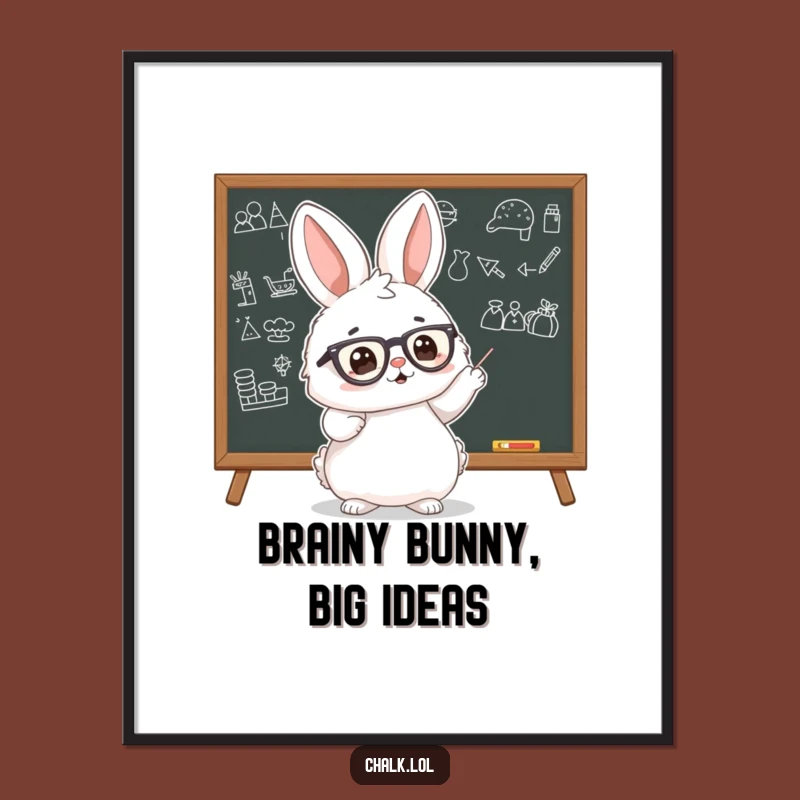 Funny Free Printable Wall Art: Bunny Professor Blackboard Art, Downloadable Decor