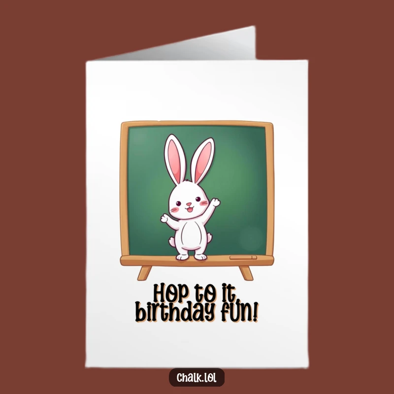 Free Printable Birthday Card: Rabbit Points to Fun Birthday Plans Downloadable Gift