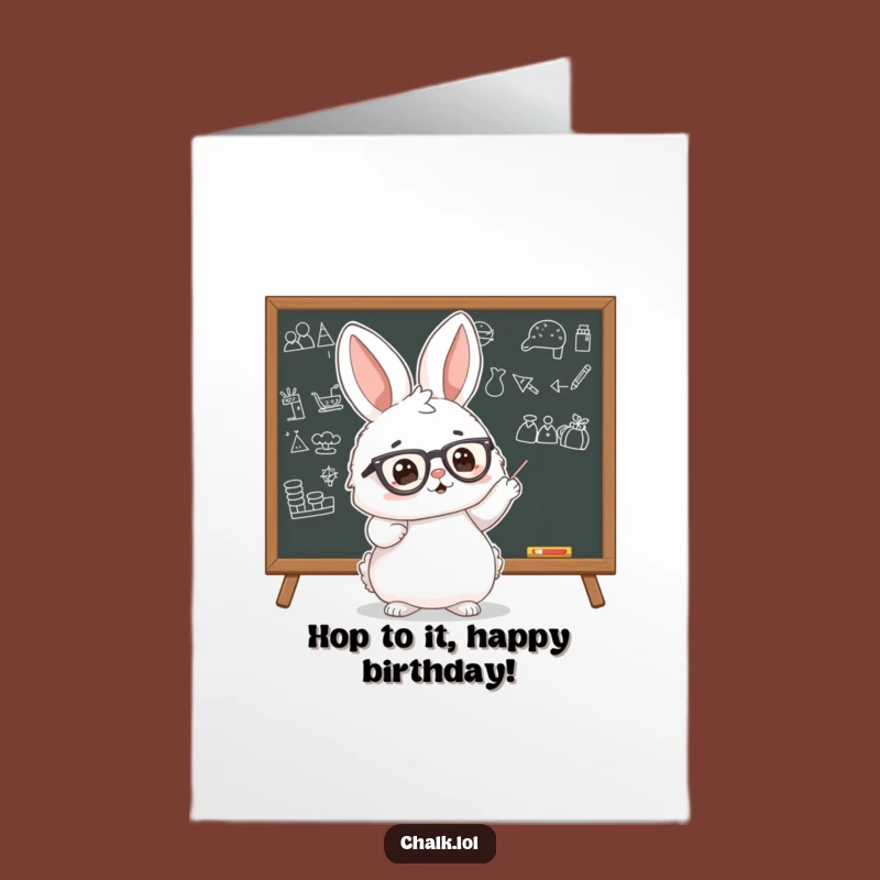 Funny Free Printable Birthday Card: Bunny Professor's Birthday Lesson, Downloadable