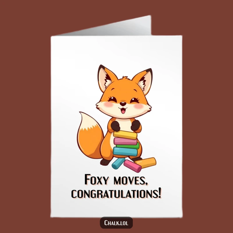 Free Printable Congrats Card: Fox Celebrates Success with Chalk Downloadable Gift