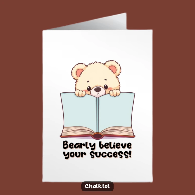 Free Printable Congrats Card: Bear Cub Opens New Chapters Downloadable Gift