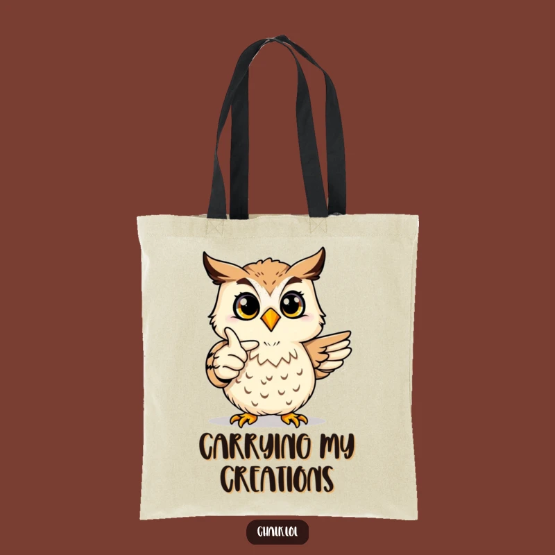 Funny Joyful Owl Art Tote Bag - Proud Artist Critter Carryall, Perfect Funny Teacher Gift