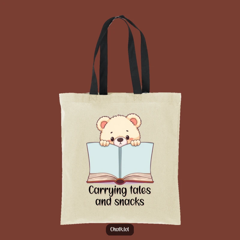 Funny Bear Cub Bookworm Tote Bag: Literary Accessory, Perfect Funny Gift for Students